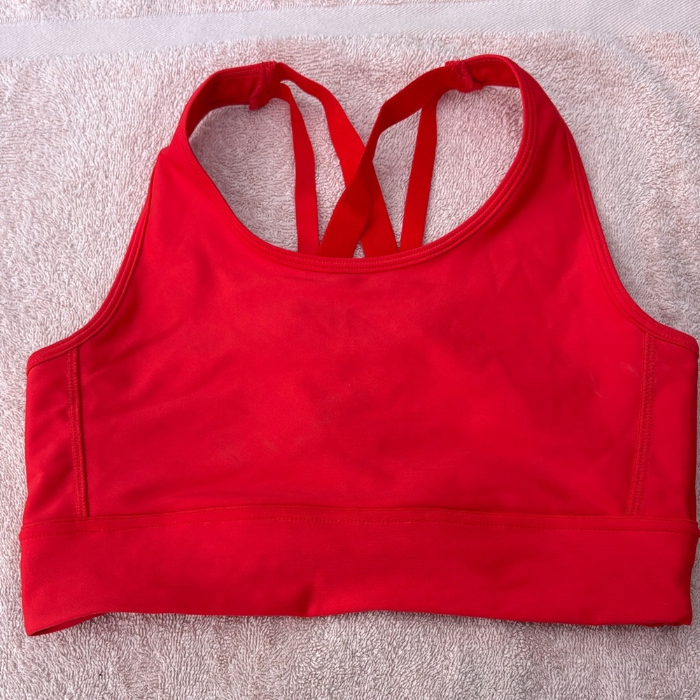 DSG Red Sports Bra with Crisscross Back